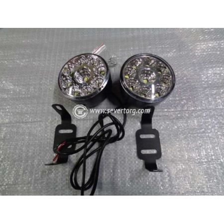 Фары светодиодные, круглые, c кронштейнами, диаметр 67мм,12V,9 LED SMD 5050,2 W каждая лампа (ПАРА)